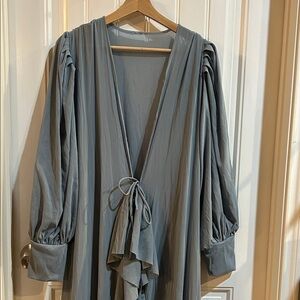 Nw Women's Light Slate Blue Tie-Front Beach Cover Up Sz L